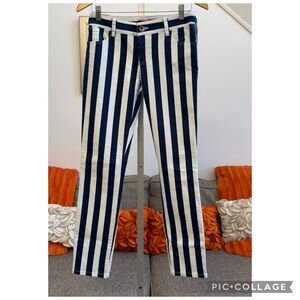 ALICE & OLIVIA by Stacey Bendet NAUTICAL Blue & White STRIPES Denim JEANS